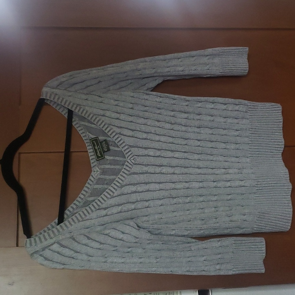 Eddie Bauer Deep V Cable Knit Sweater - Size S